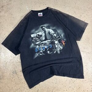 Vintage 90s Alstyle Elvis Presley Fader Motorcycle Biker Graphic T-Shirt Size XL